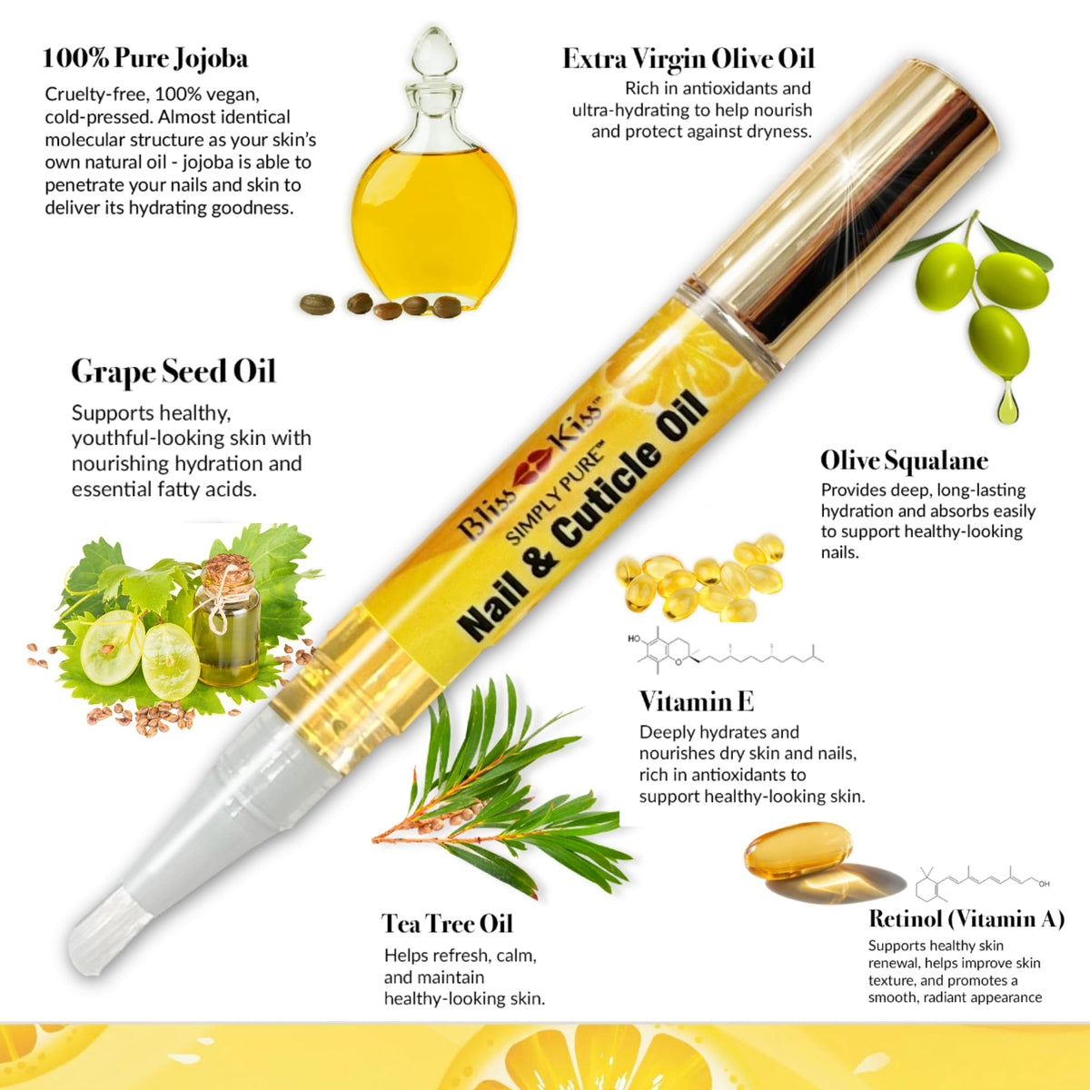 Bliss Kiss pen beside coin to show compact, purse-friendly size