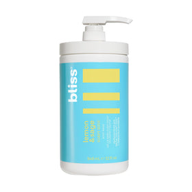 Bliss front packaging showing Lemon & Sage bottle and label, clear size view