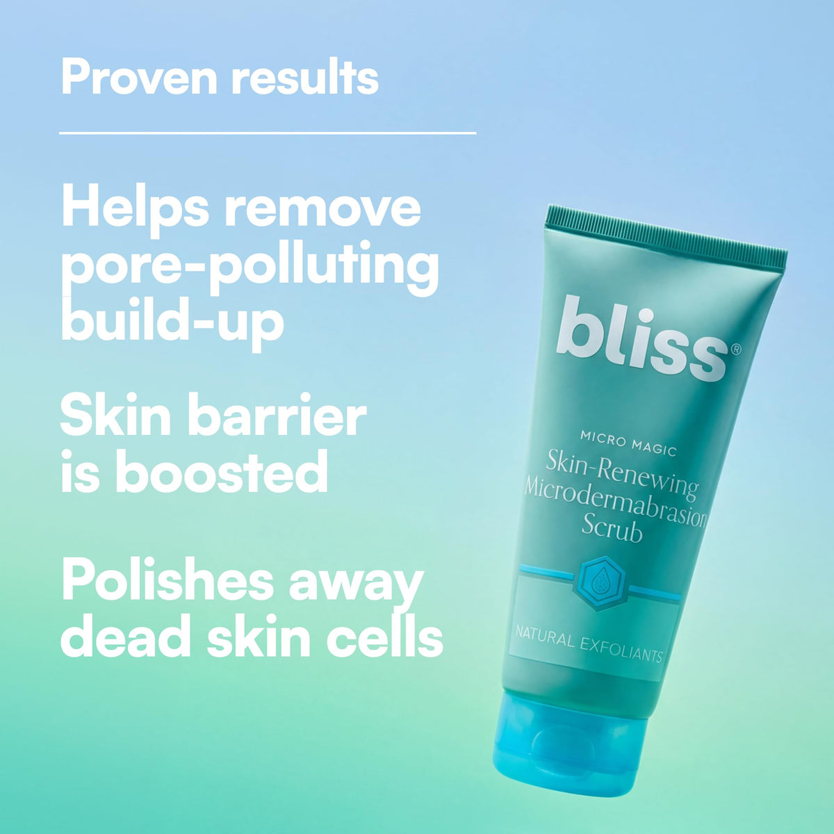 Hand applying Bliss Micro Magic to skin illustrating easy at-home exfoliation