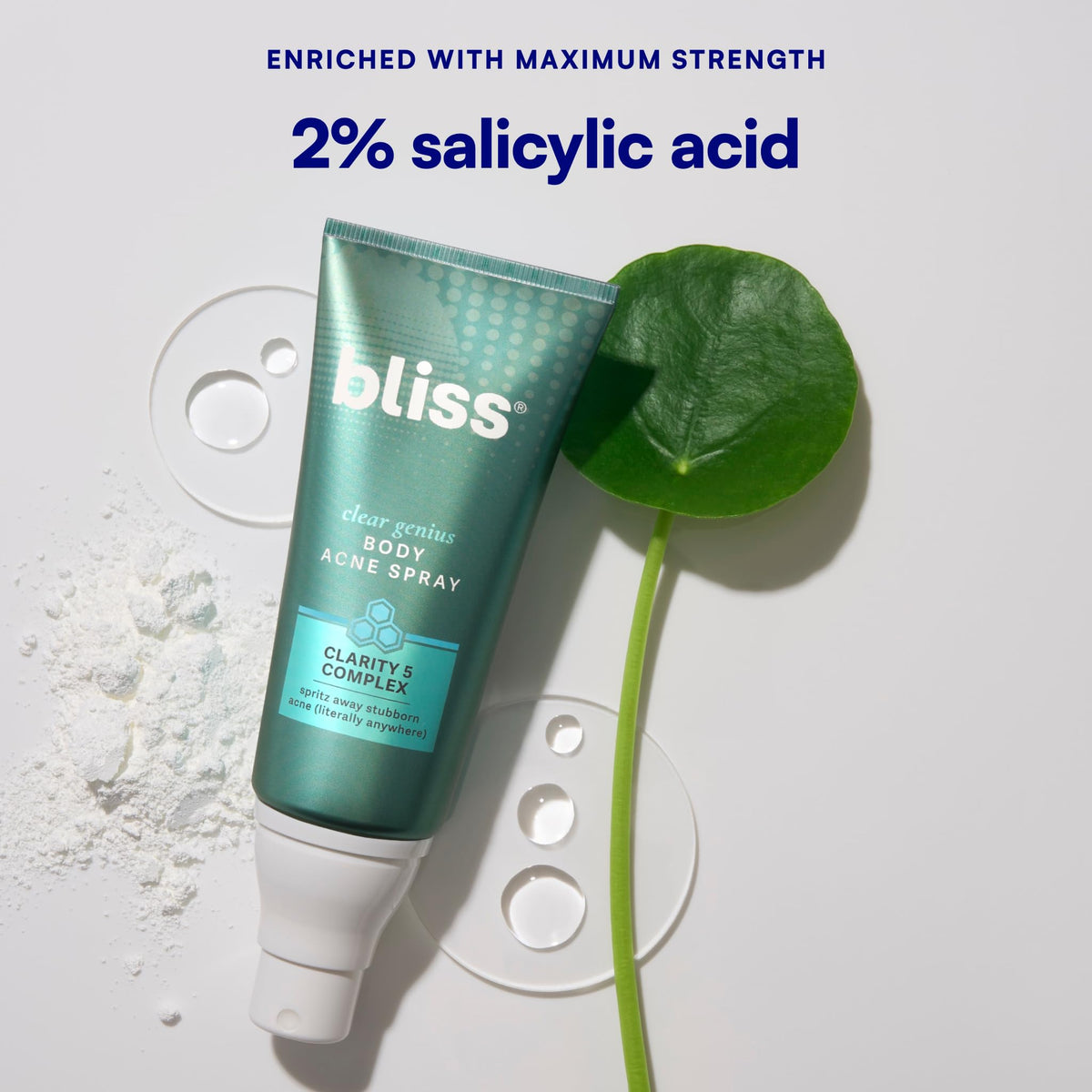 bliss nozzle detail showing 360-degree spray for easy application on body