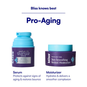 Lifestyle shot of applying Bliss retinol moisturizer in morning to support hydrated skin