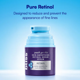 Bliss serum bottle in hand to indicate 1 fl oz size and travel-friendly benefit