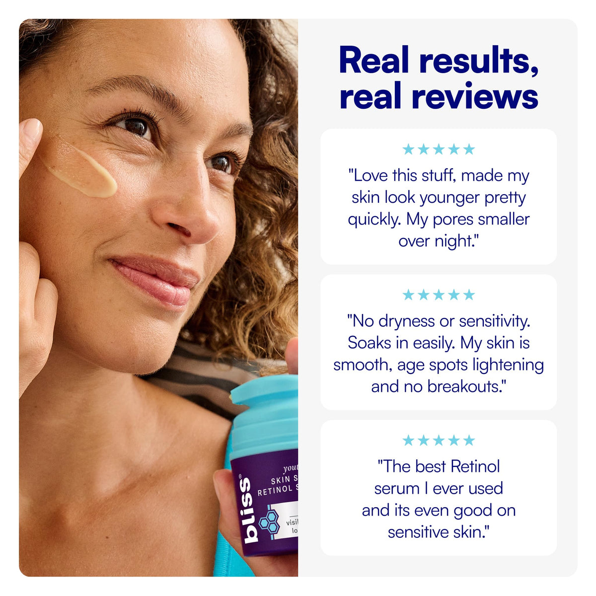 Bliss ingredient visual featuring peptides and squalane for hydration support