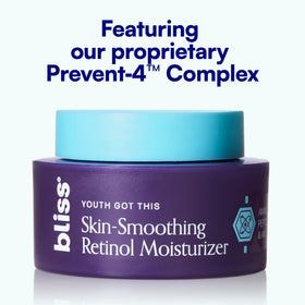 Bliss retinol cream pictured with SPF and serum suggesting daytime protective pairing