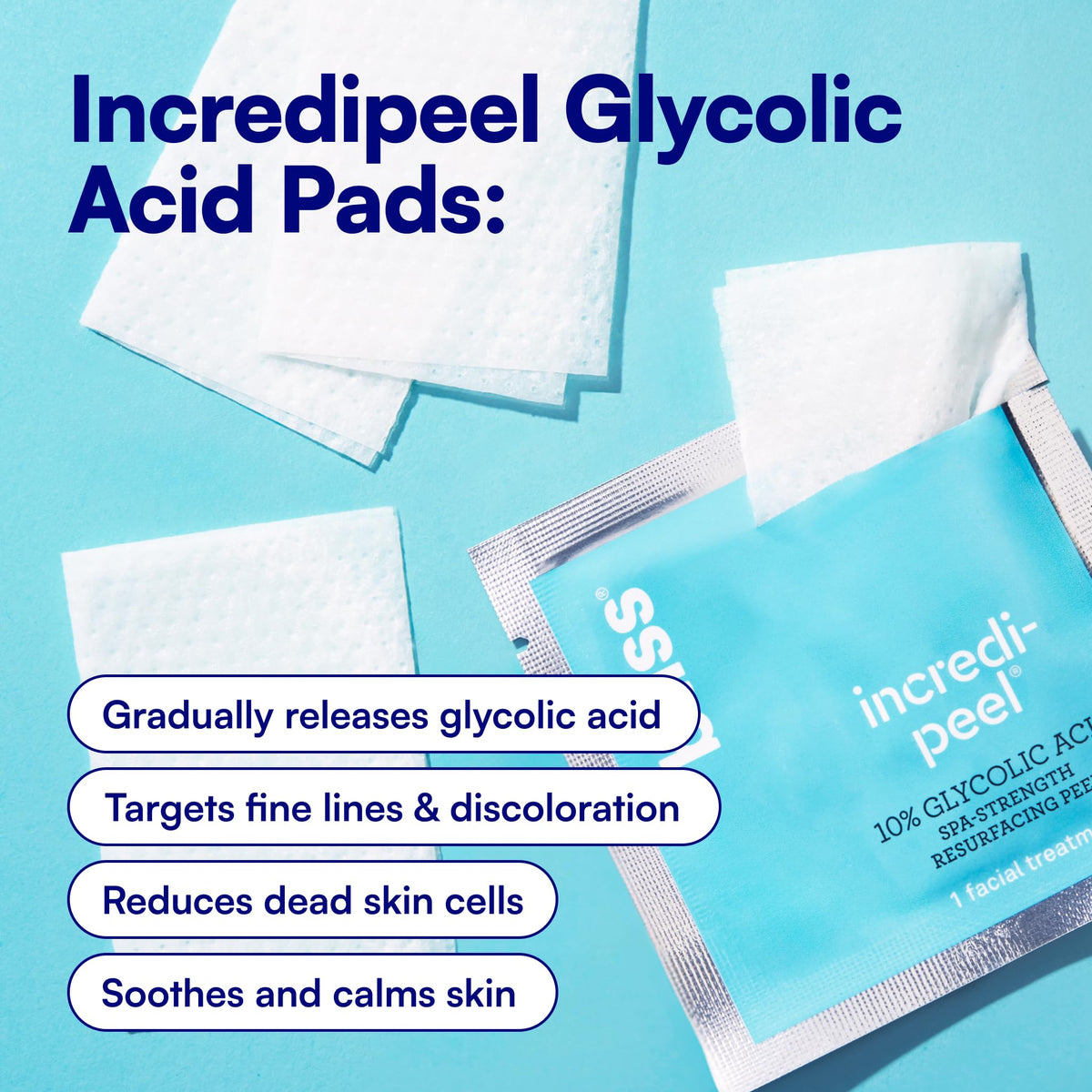Bliss single pad flat on counter showing thickness and delivery of active ingredients