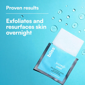 Bliss pad with visible solution drop illustrating time-release glycolic acid action