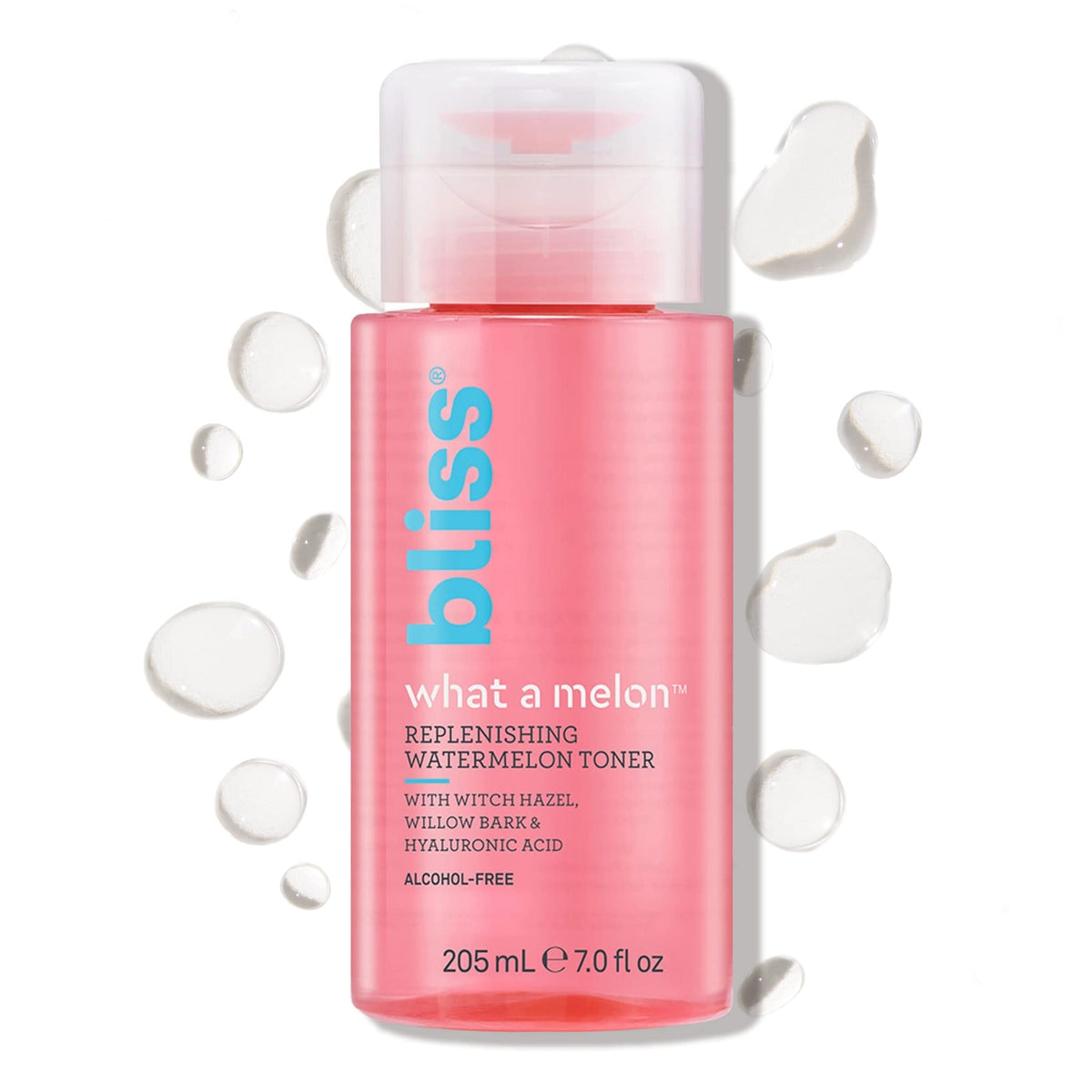 Bliss clear bottle front packaging showing label and bright melon scent benefit