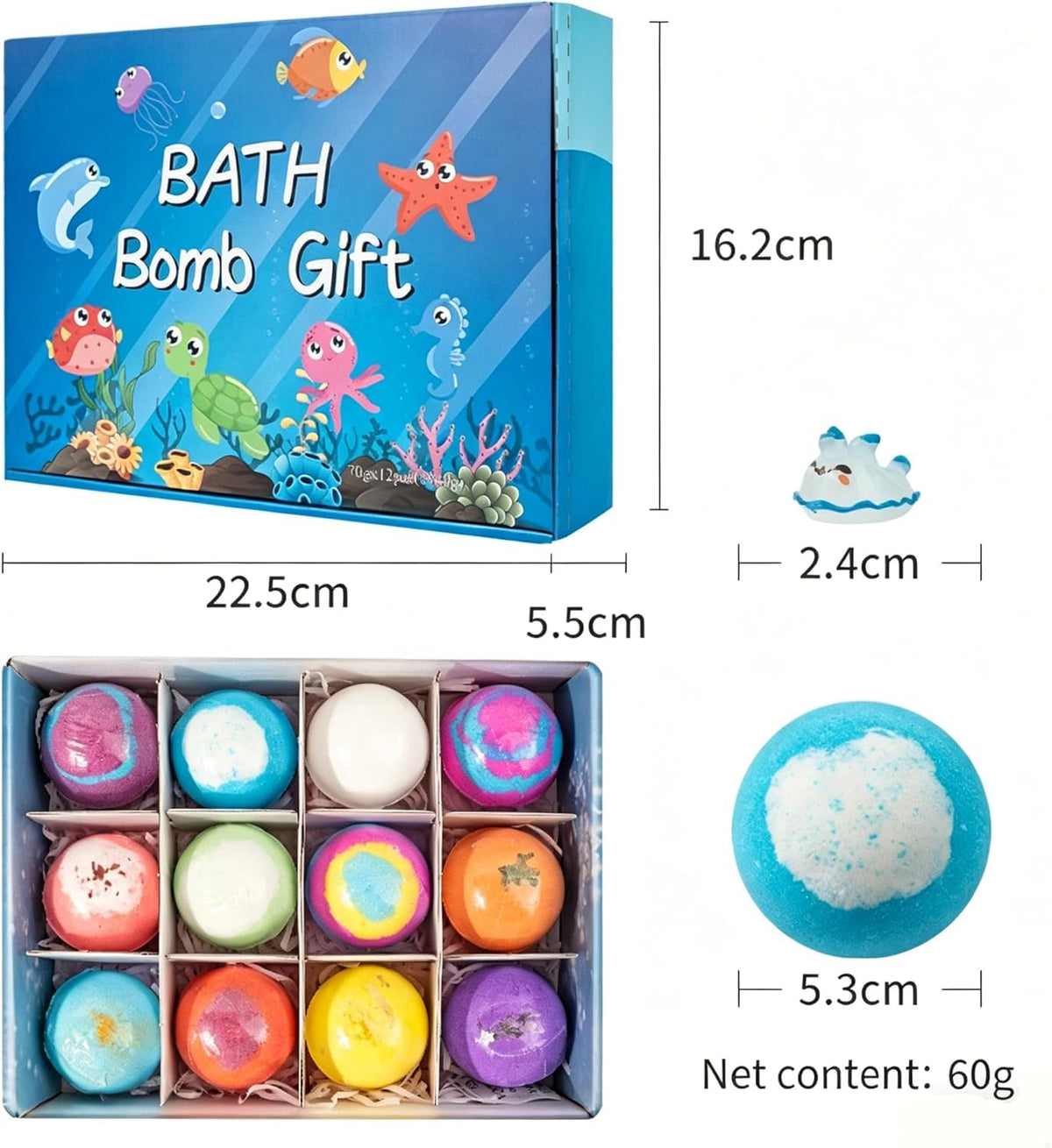 Blissal child in tub enjoying bath bomb and toy, improving bath time fun