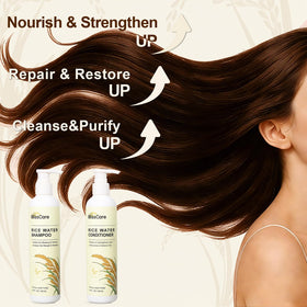 BlissCare key ingredients collage with rice citrus rosemary and biotin benefits