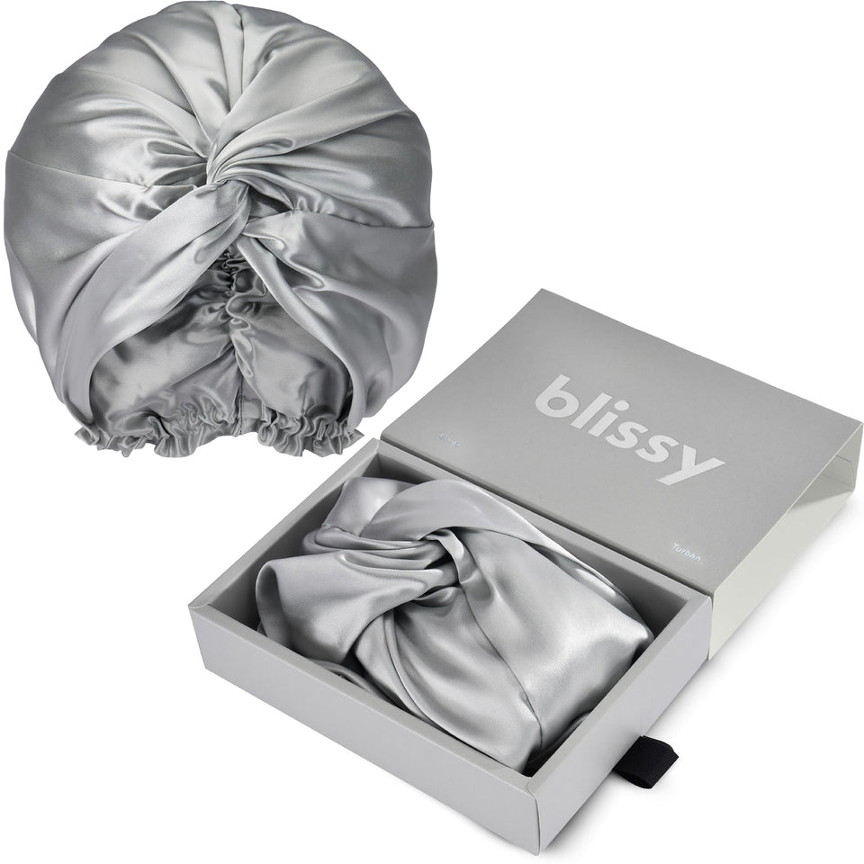 BLISSY front view of silk bonnet showing smooth coverage and protective design
