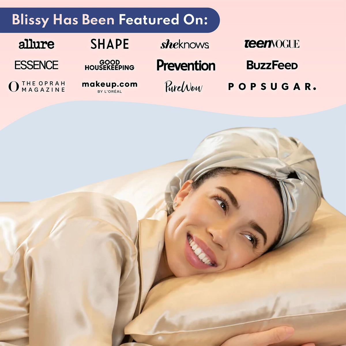 BLISSY sewn label showing Grade 6A mulberry silk fibers and quality