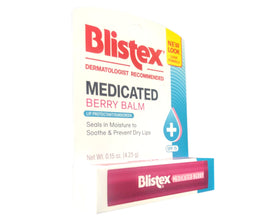 Blistex berry stick in hand for scale and easy, portable protection on the go