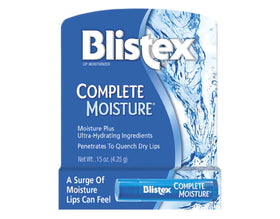 Blistex Complete Moisture open stick close-up showing smooth texture and fast absorption