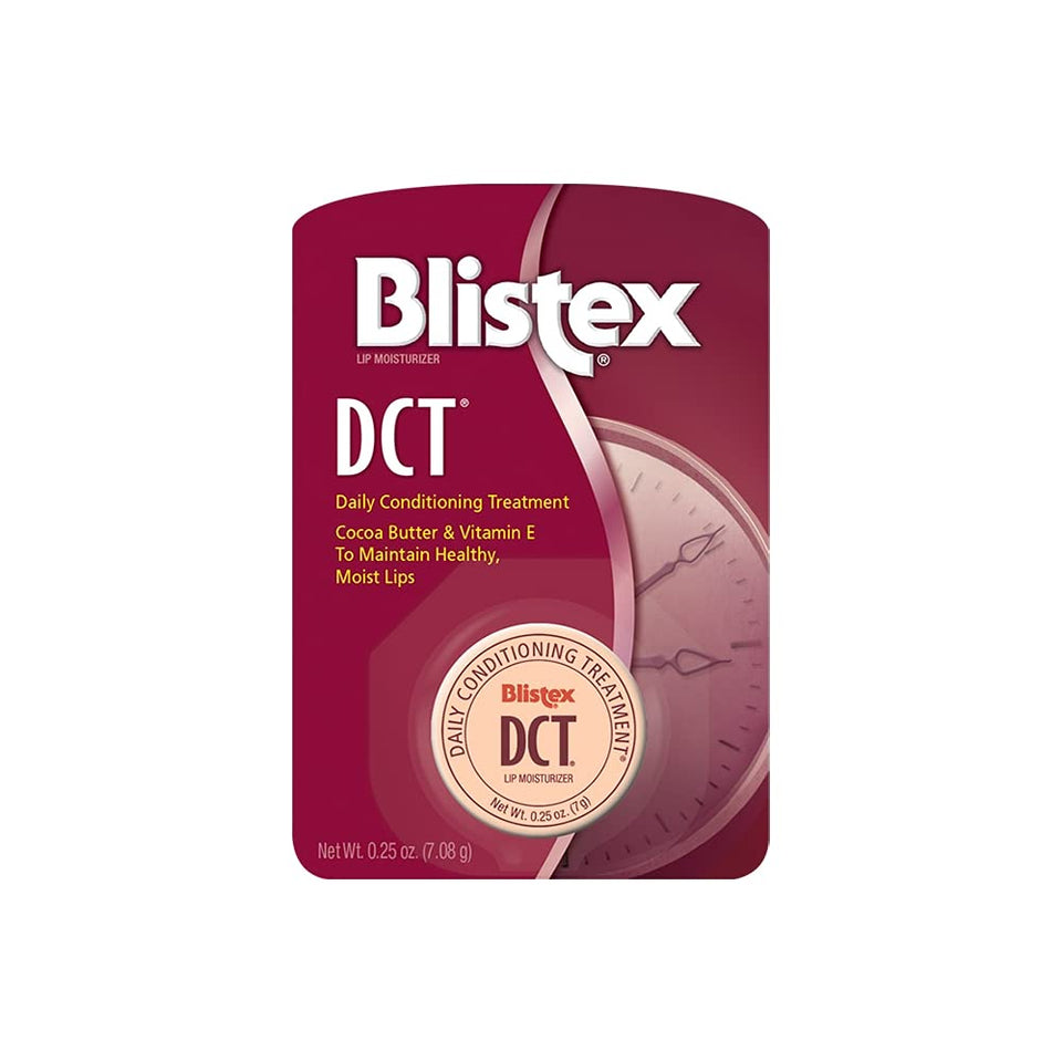 Blistex DCT front jar showing label and compact 0.25 oz size for easy storage