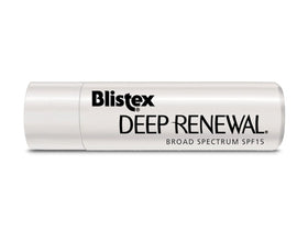 Blistex Deep Renewal ingredient label highlighting Coenzyme Q-10 and hyaluronic spheres for renewal