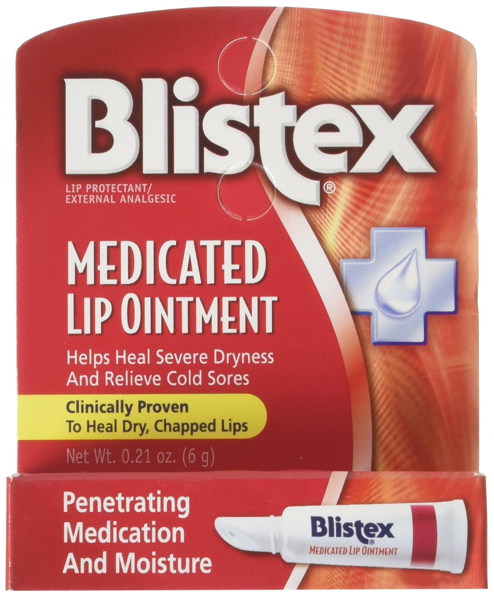 Blistex front packaging showing six 0.21 oz tubes and product benefits