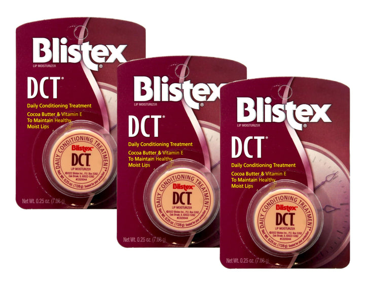 Blistex pot front view showing label and compact size for easy storage