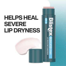 Blistex lip balm held in hand showing compact size and travel convenience