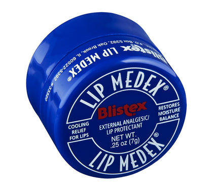 Blistex Lip Medex jar front view showing cooling relief and easy application