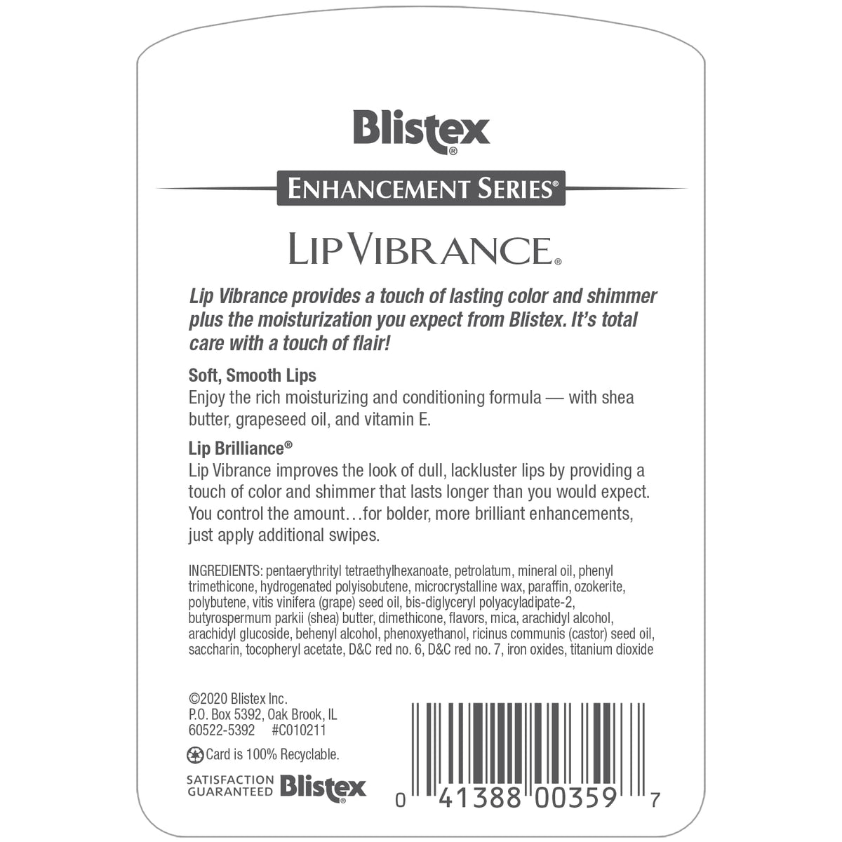 Blistex lip vibrance texture close-up highlighting shimmer and moisturizing finish