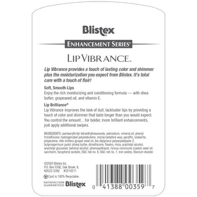 Blistex lip vibrance texture close-up highlighting shimmer and moisturizing finish