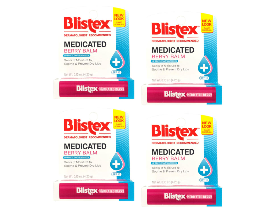 Blistex Medicated Berry front pack showing label and tube for easy identification and protection