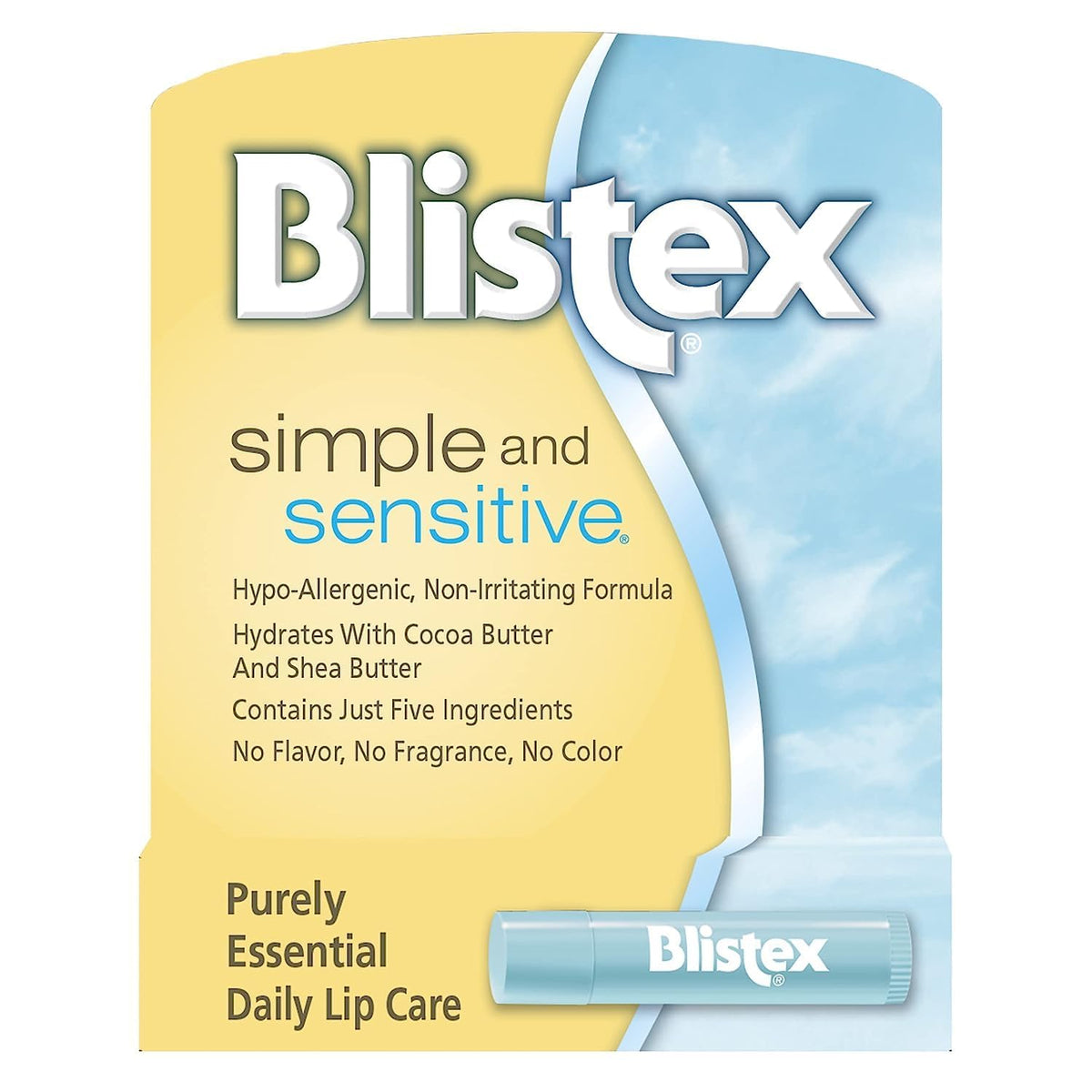 Blistex front packaging shows hypoallergenic balm and benefits