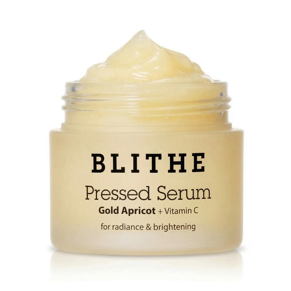 BLITHE front packaging showing compact glow serum and elegant label