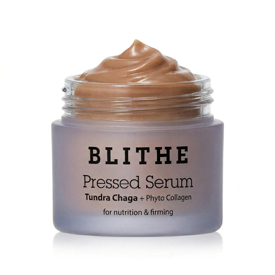 BLITHE jar front view showing compact K-Beauty pressed serum for easy gifting