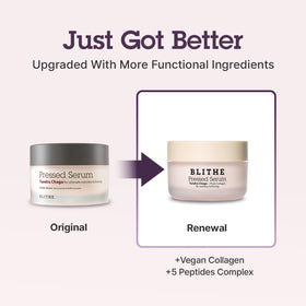 BLITHE open jar texture showing silky pressed serum for quick absorption