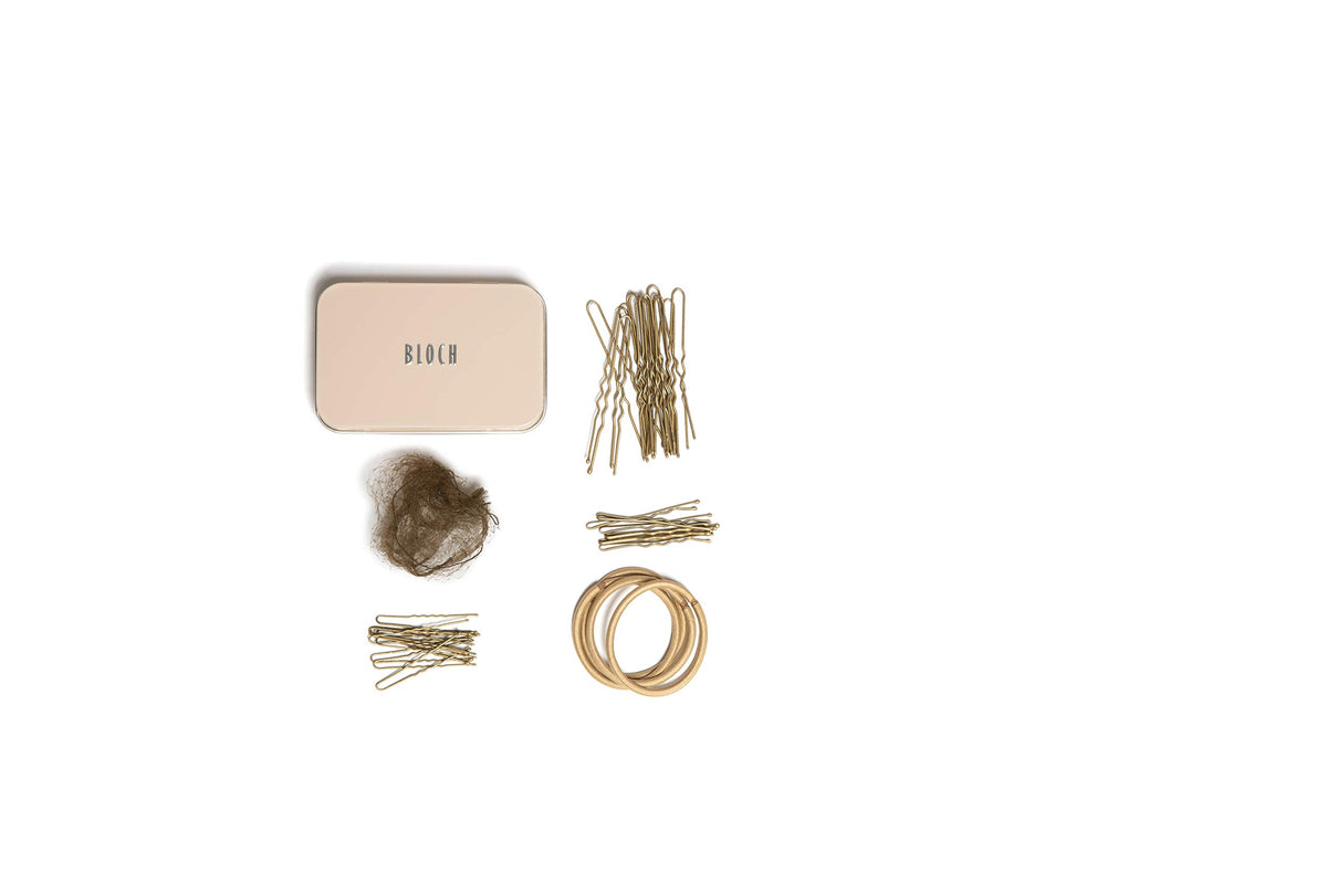 Bloch hair kit pouch front view showing compact storage and easy transport