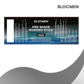 Blocmen pre shave stick 60g label close-up highlighting product details and ingredient clarity