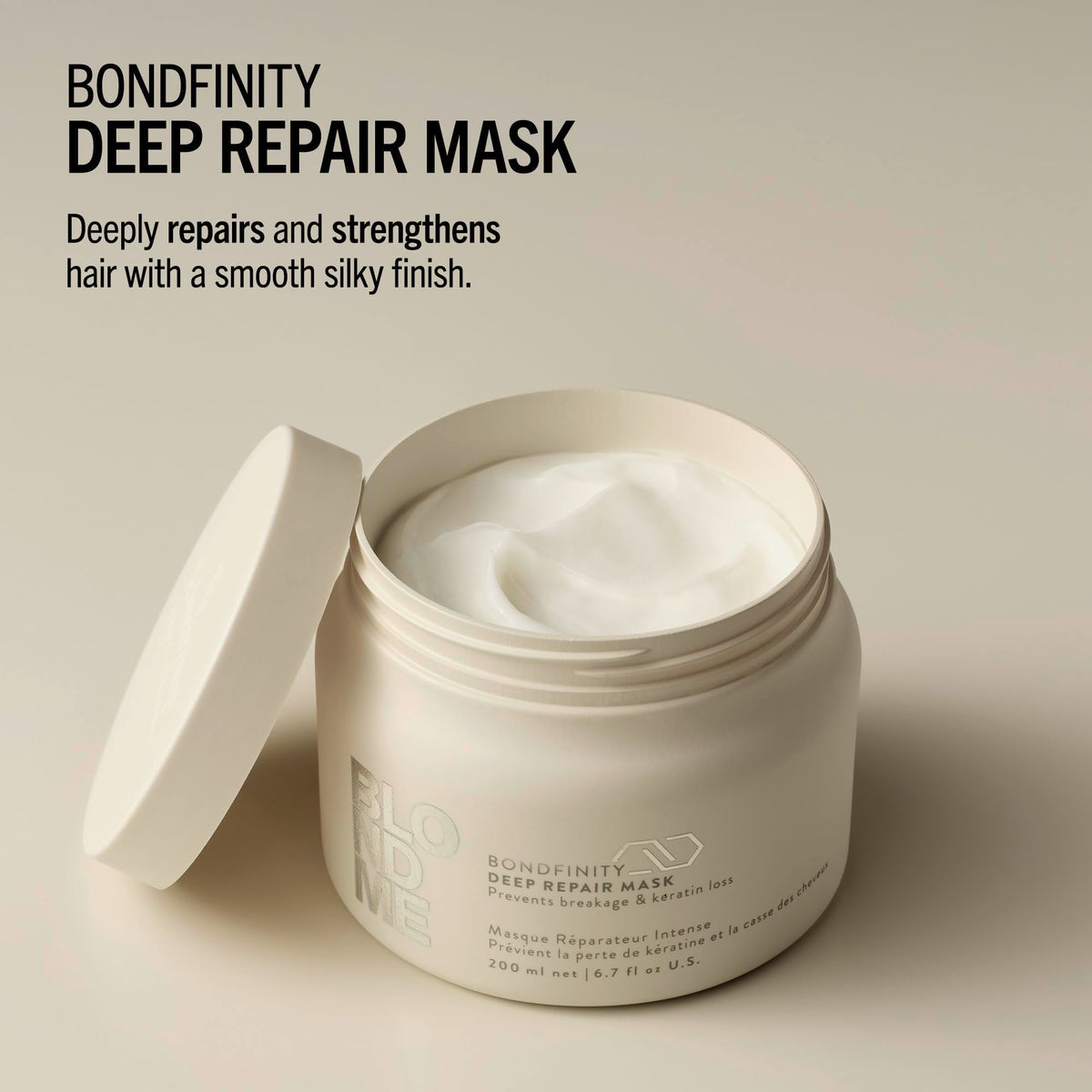 BlondMe open jar with smooth cream emphasizing easy application