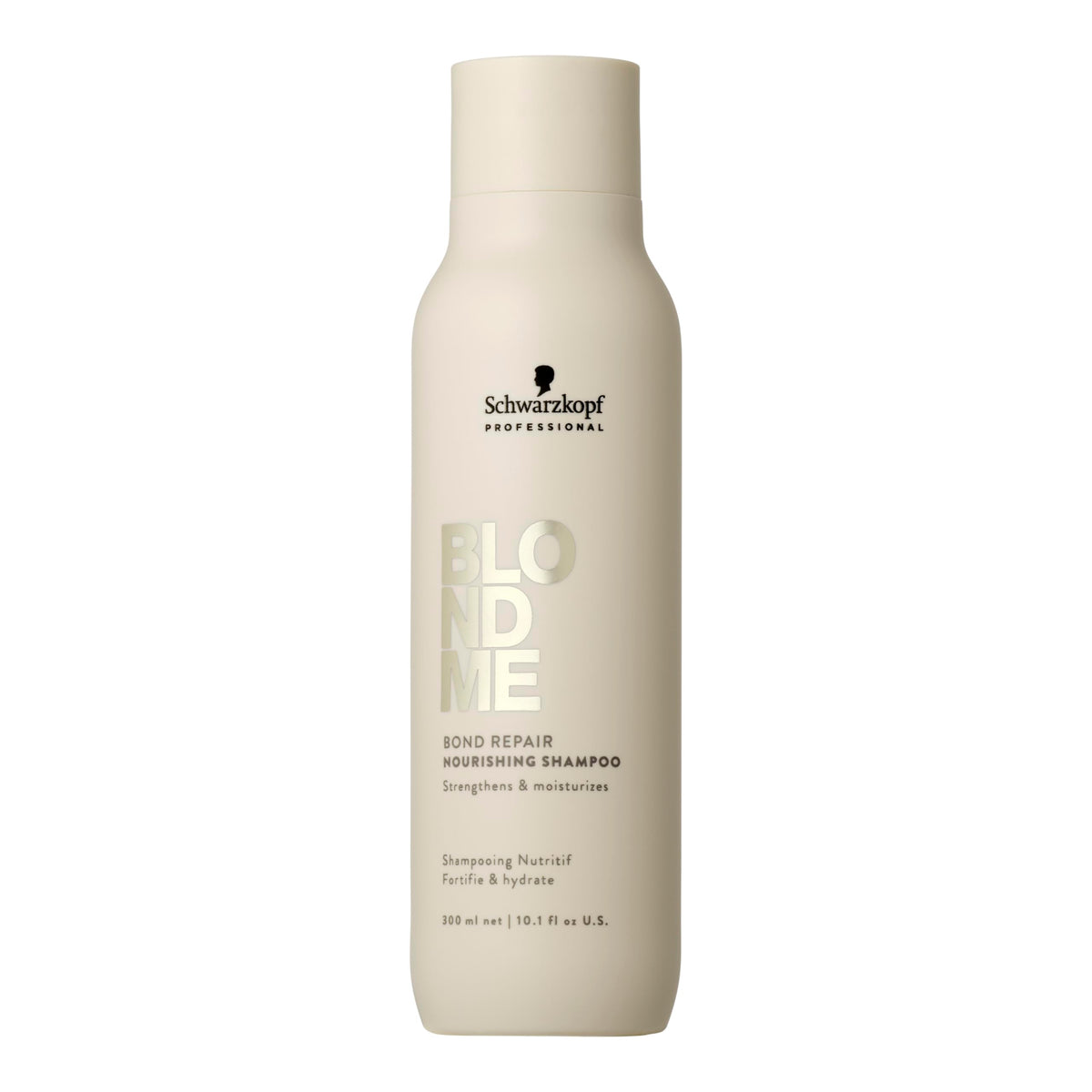 BLONDME front bottle showing product benefits and repair focus