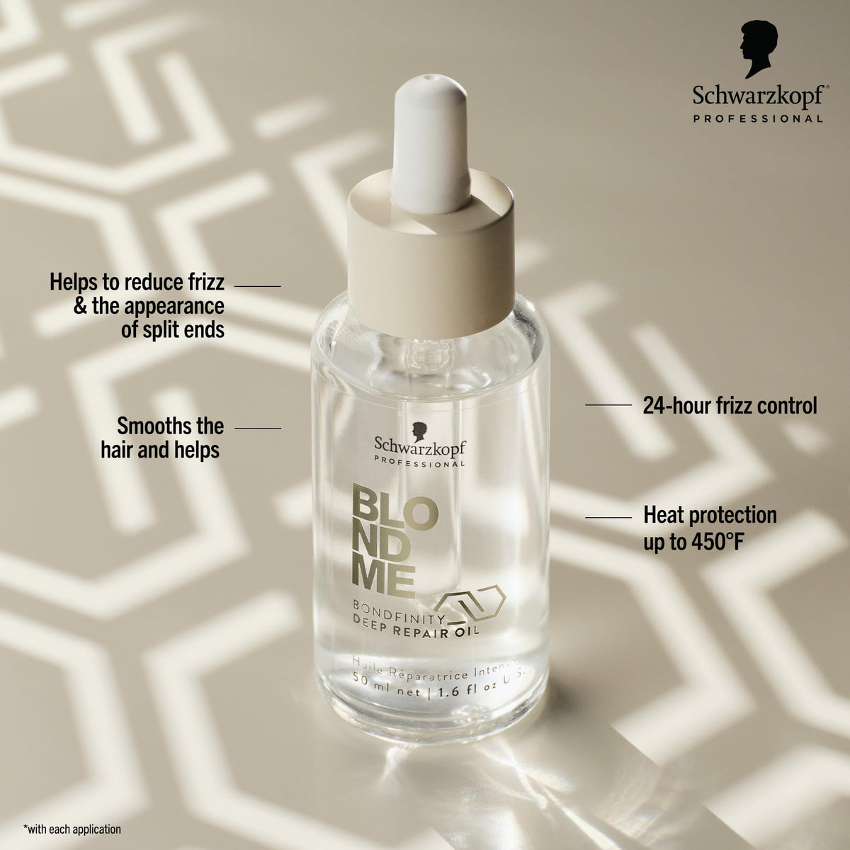 BlondMe oil pouring from dropper demonstrating lightweight absorption benefit