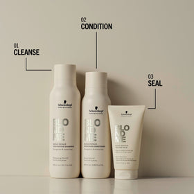 BlondMe in styled blonde hair setting showing shine and frizz control