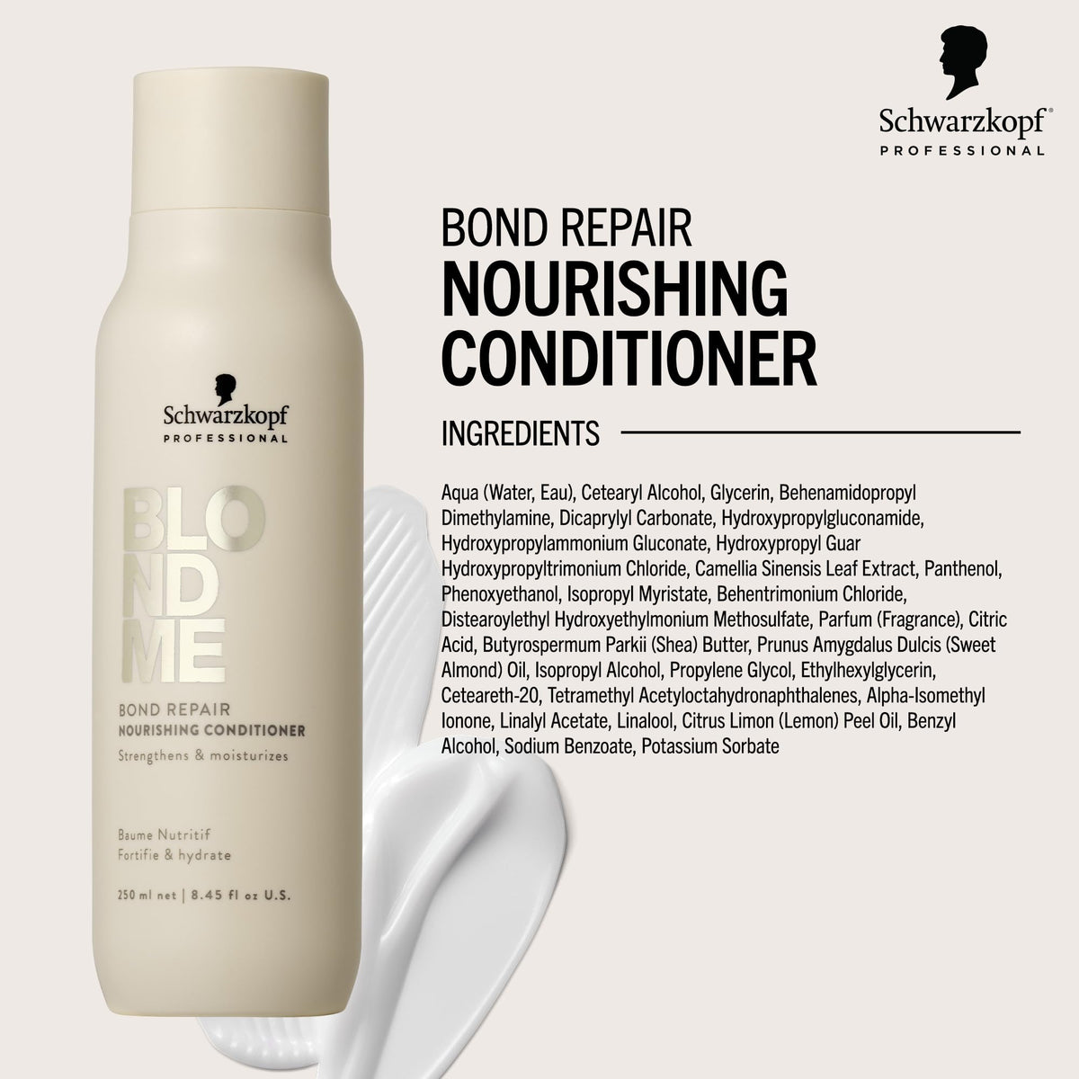 BlondMe texture cream close-up revealing smooth formula for fast absorption
