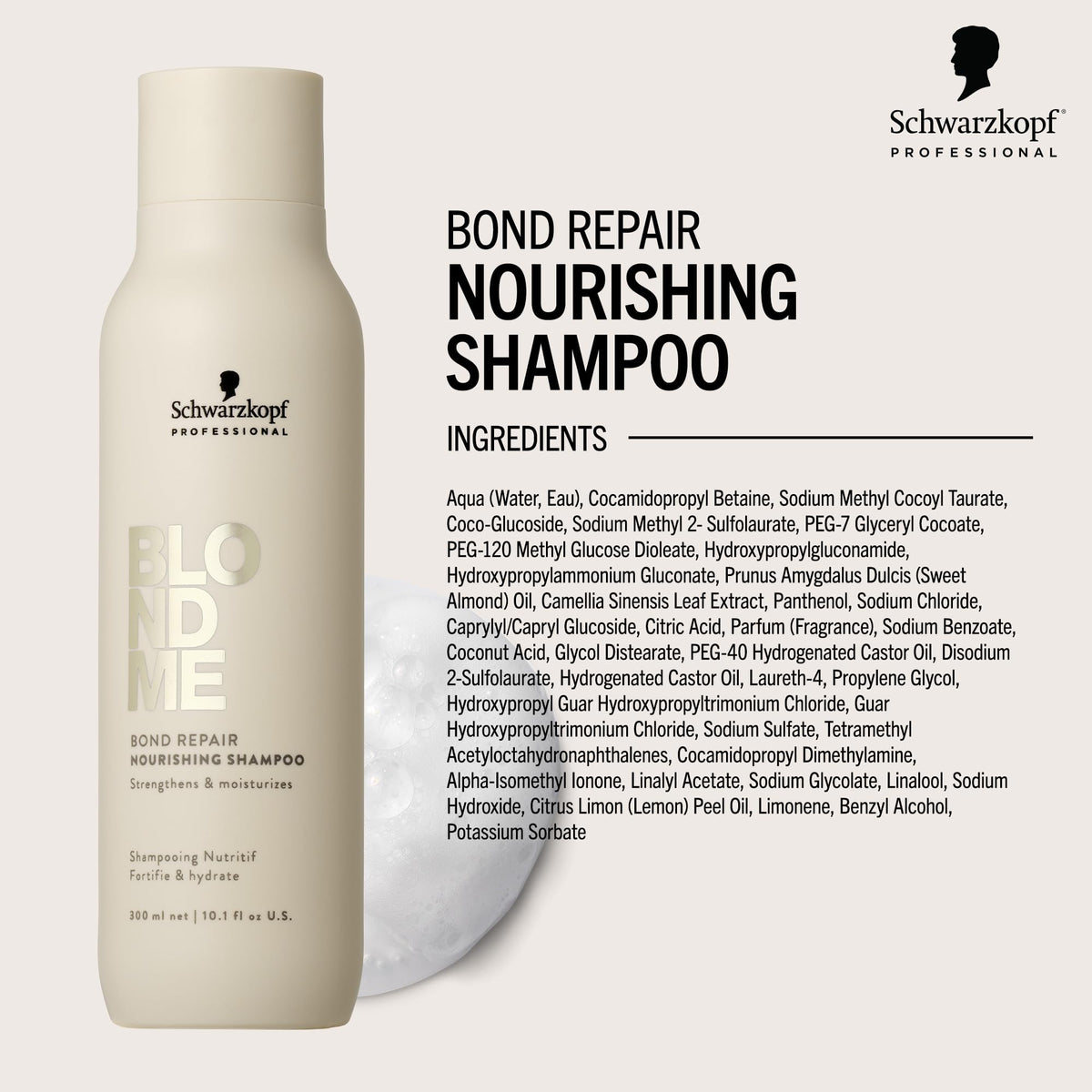 BLONDME foamy texture on hand demonstrating gentle, hydrating lather