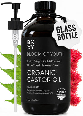 Bloom of Youth amber glass bottle front view shows purity and storage benefits