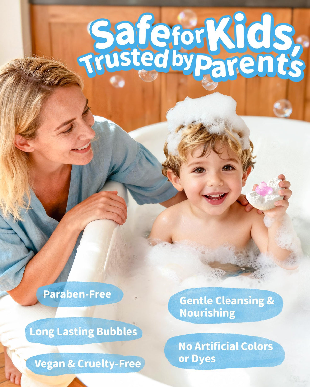 BloomFizzy lifestyle bedtime bath scene creating comforting evening routine