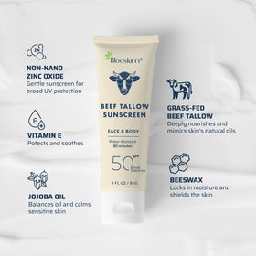 Blooskim open jar label detail highlighting natural ingredients and zinc oxide