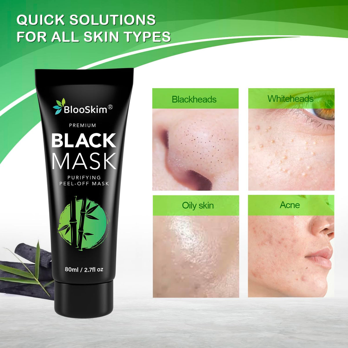 Blooskim applying mask to nose area demonstrating targeted blackhead removal