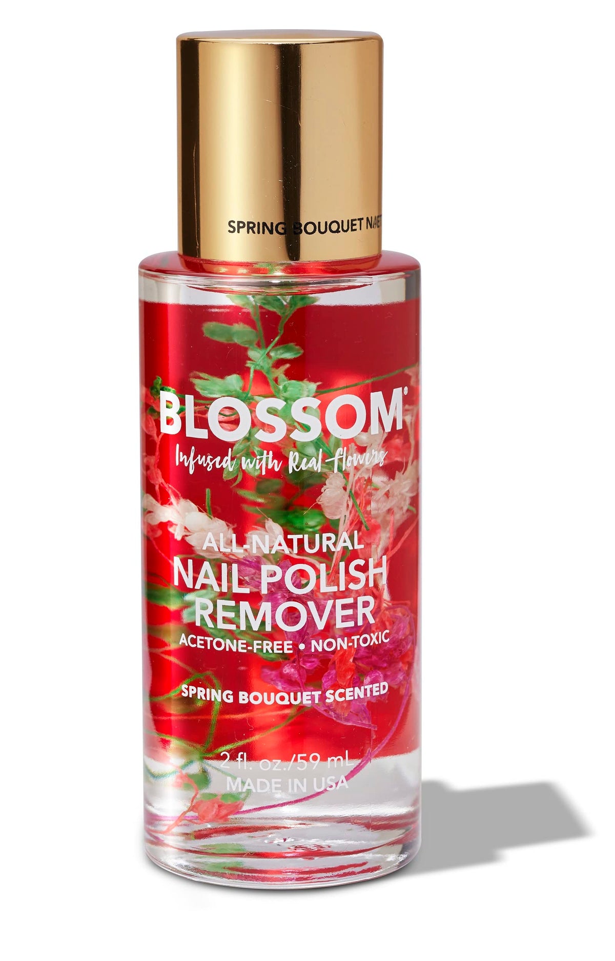Blossom front packaging showing bottle and Spring Bouquet flowers for gentle removal