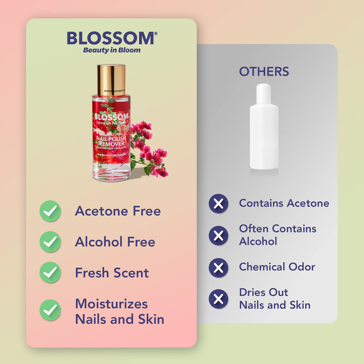 Blossom on vanity with manicure tools depicting decorative, giftable beauty product