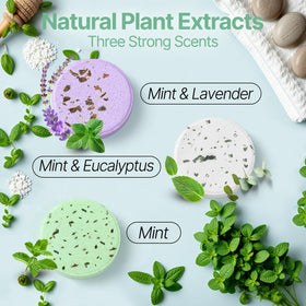 BLRIET eucalyptus tablet with visible steam demonstrating invigorating scent benefit