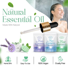 BLRIET tablet on shower floor releasing steam for relaxing aromatherapy benefit