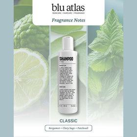 Blu Atlas in-shower use on wet hair demonstrating hydrating daily-wash benefit