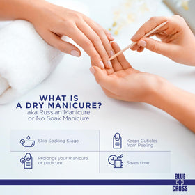 Blue Cross cream in use by manicurist improving application accuracy