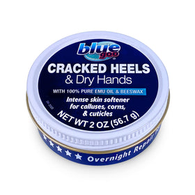 Blue Goo front jar showing label and 2 oz size for portable foot care
