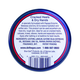 Blue Goo applied to heels overnight demonstrating softer, protected skin